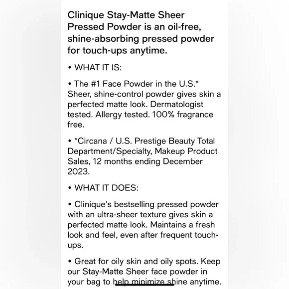 Clinique Stay-Matte Sheer Pressed Powder 
03 Stay Beige (MF/M) Brand New - Picture 6 of 7